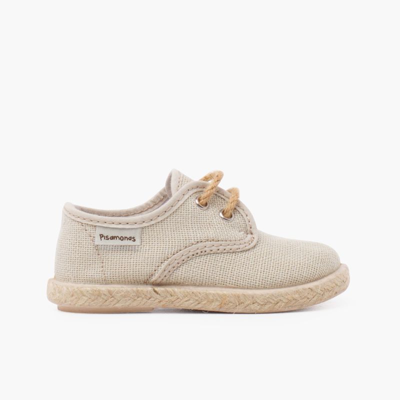 Derbies en lin à lacets et base en jute