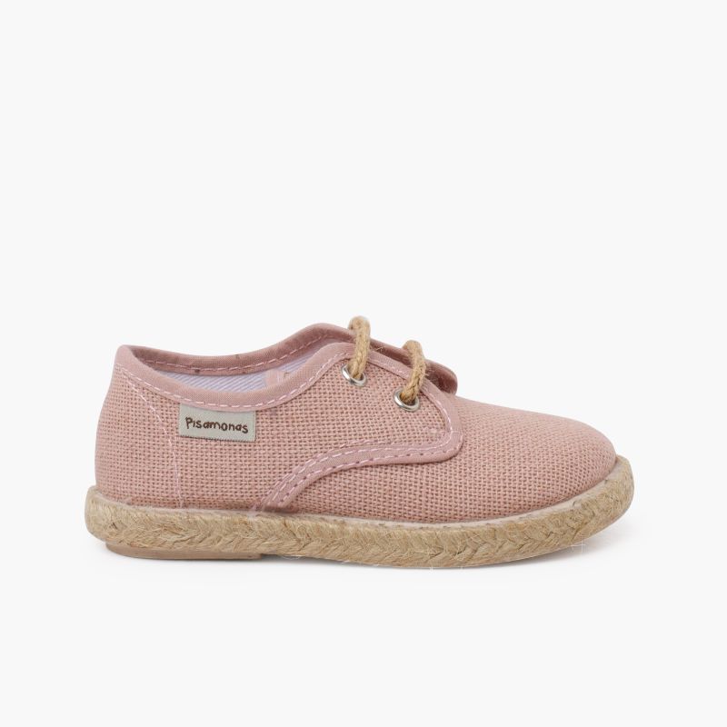 Derbies en lin à lacets et base en jute