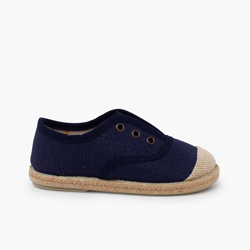 Baskets lin sans lacets embout en jute