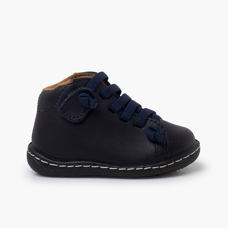 Bottines cuir lavable enfants lacets élastiques