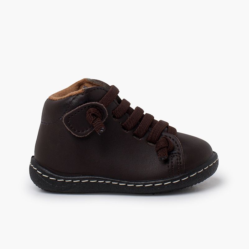 Bottines cuir lavable enfants lacets élastiques
