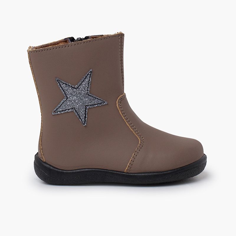 Bottes fille étoile cuir lavable