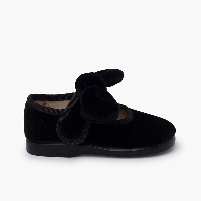 Chaussures babies nœud velours fermeture à scratch