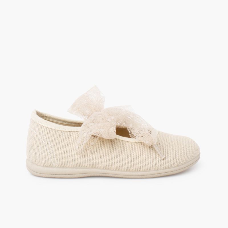 Ballerines laçage tulle plumetis