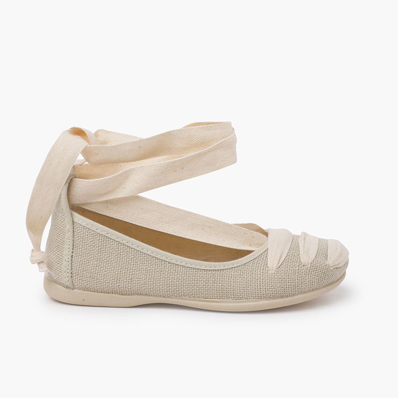 Ballerines goyesques en lin avec rubans