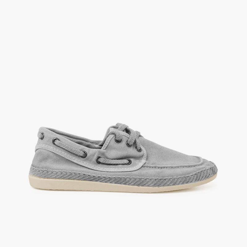 Chaussures bateau casual tailles hautes toile lavée