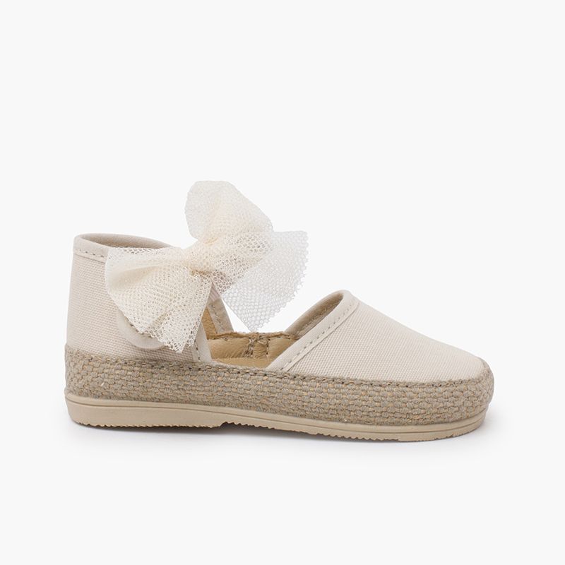 Espadrilles bébé semelle fine nœud en tulle