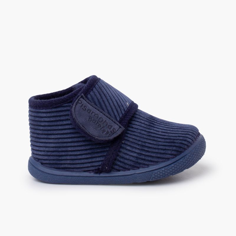 Chaussons barefoot velours côtelé fermeture à scratch