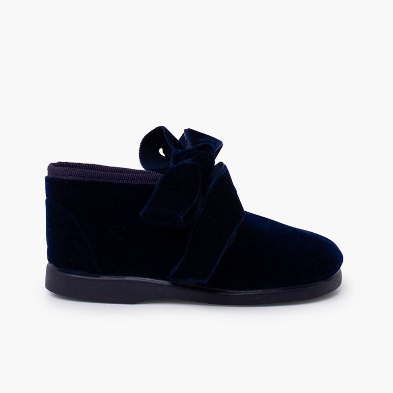 Bottines enfants velours nœud