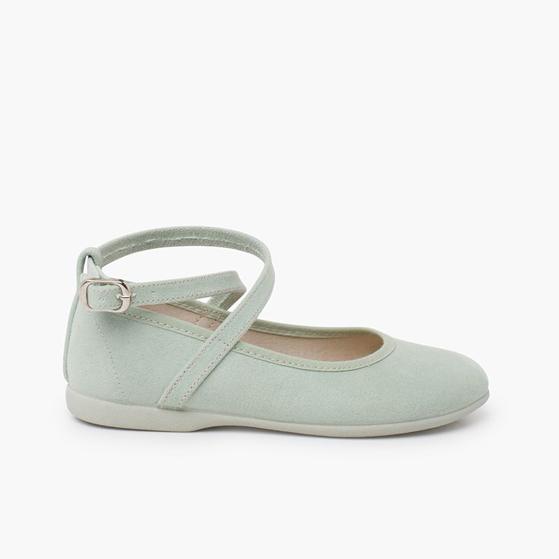 Chaussures babies effet suède bride croisée et boucle