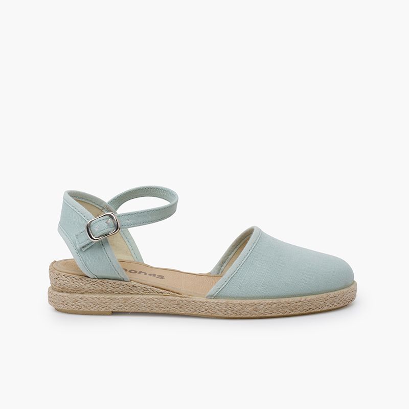 Espadrilles à compensé en lin fin