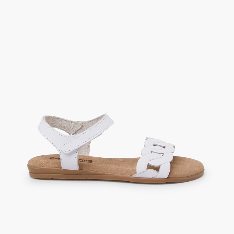 Sandales en cuir maillons bride à scratch