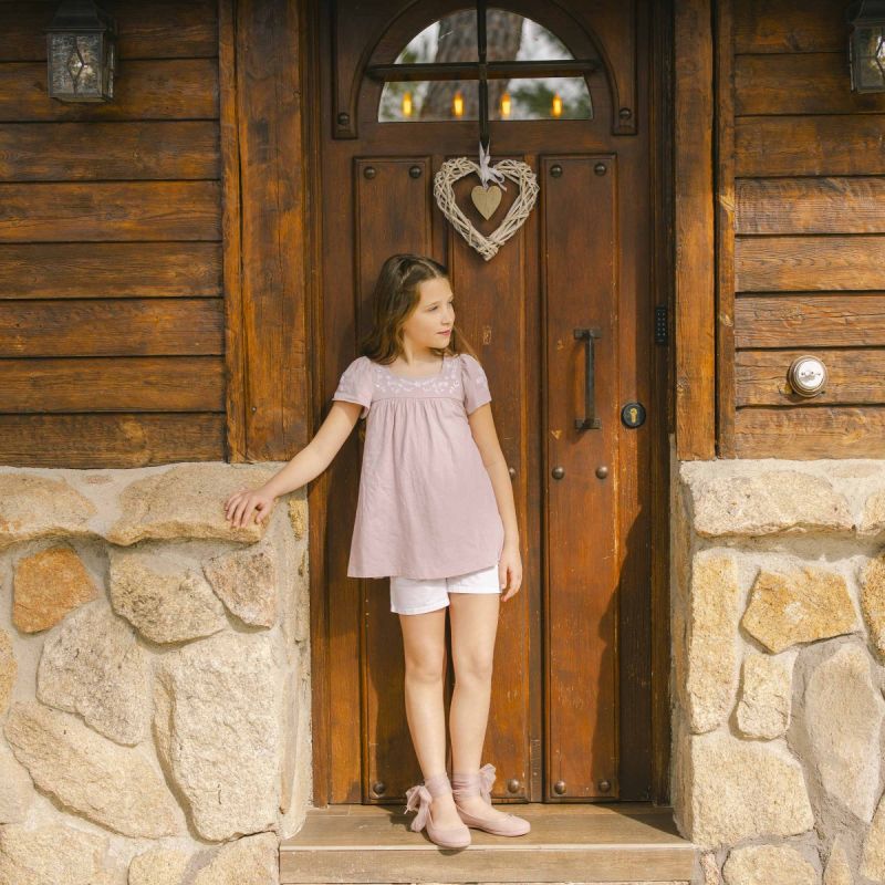 Ballerines lin bracelet nœud tulle