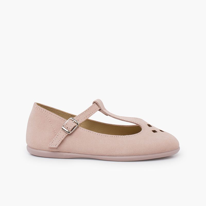 Babies suède ajourée bride centrale