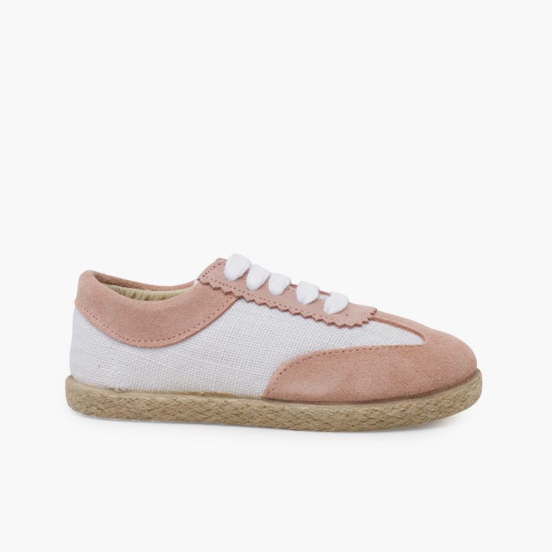 Baskets lin et suède combinées