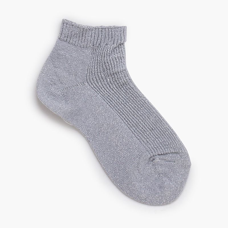 Chaussettes courtes côtelées fil métallisé