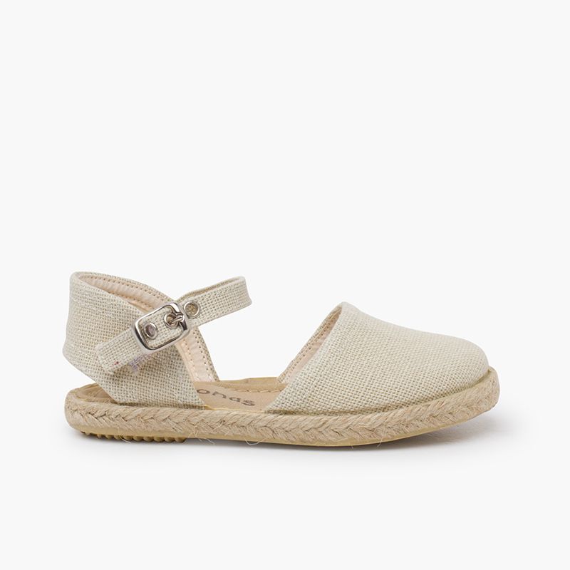 Espadrilles lin semelle plate boucle