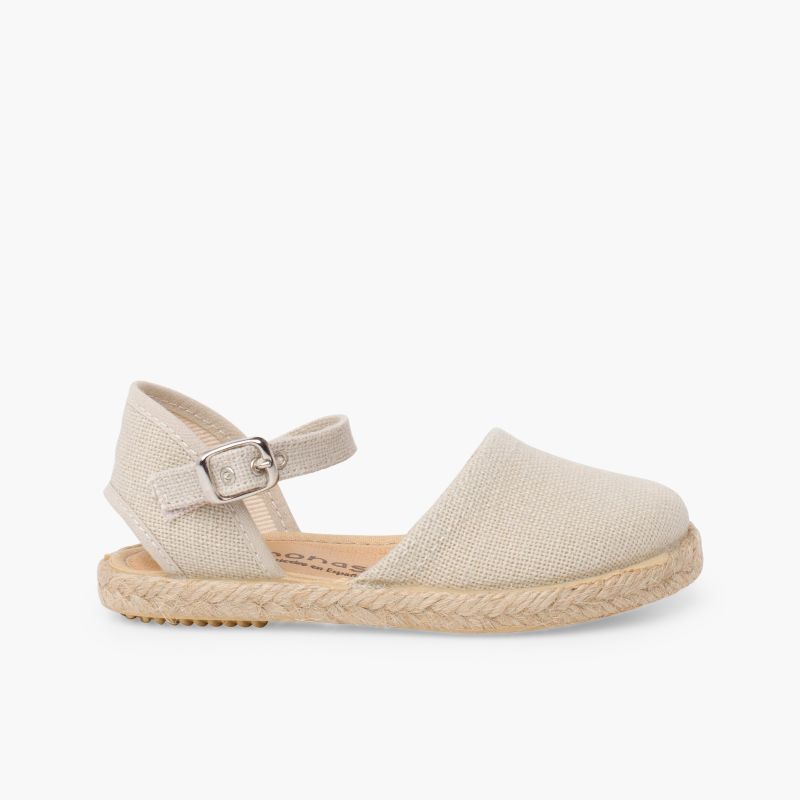 Espadrilles lin semelle plate boucle