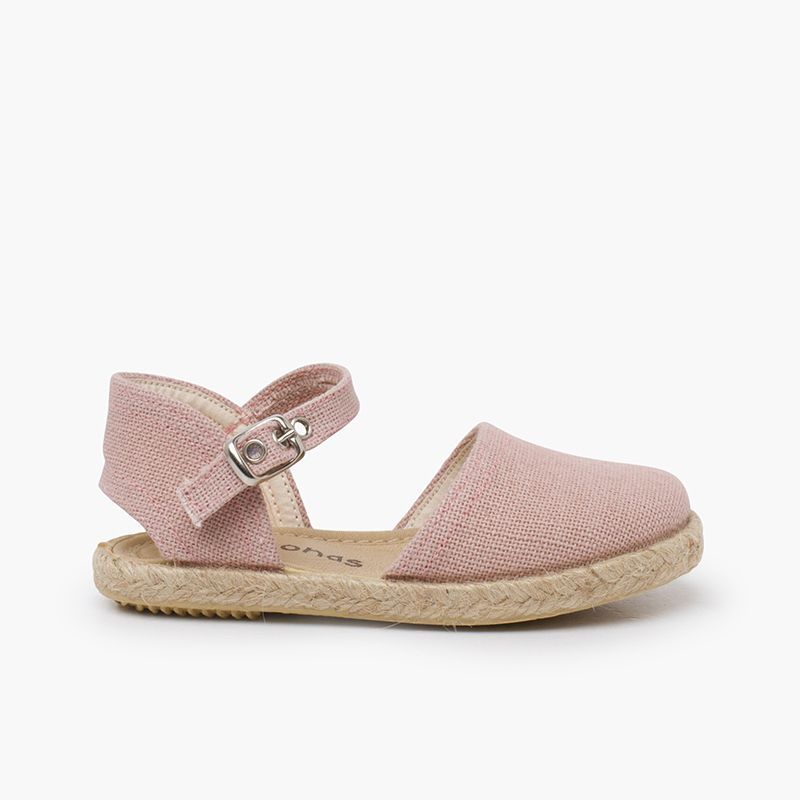 Espadrilles lin semelle plate boucle
