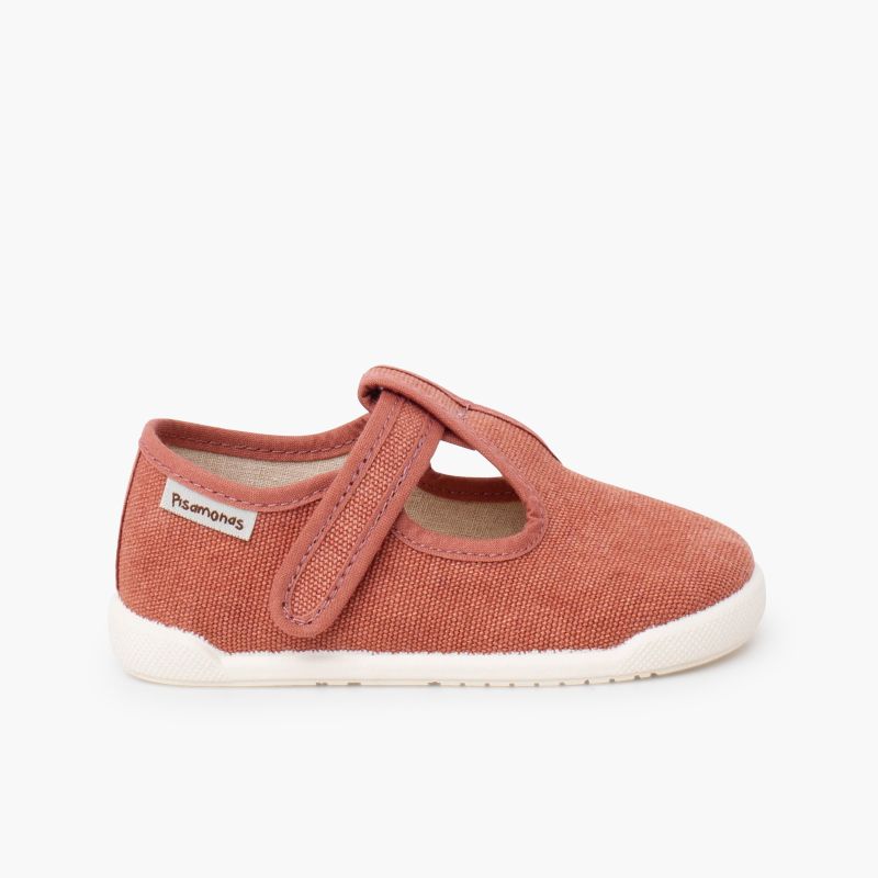 Chaussures salomés barefoot toile canvas à scratch