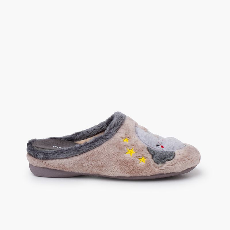 Chaussons type sabot motif lune