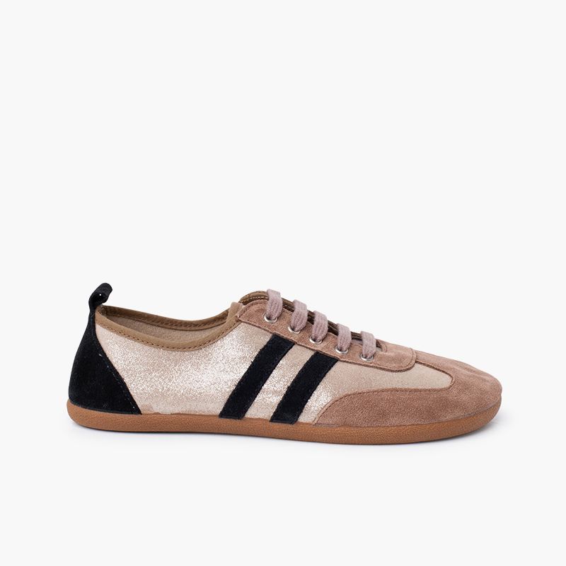 Baskets combinées barefoot brillance et rayures