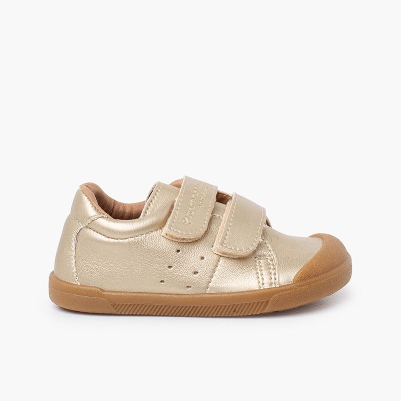 Baskets souples barefoot cuir végan effet métallisé