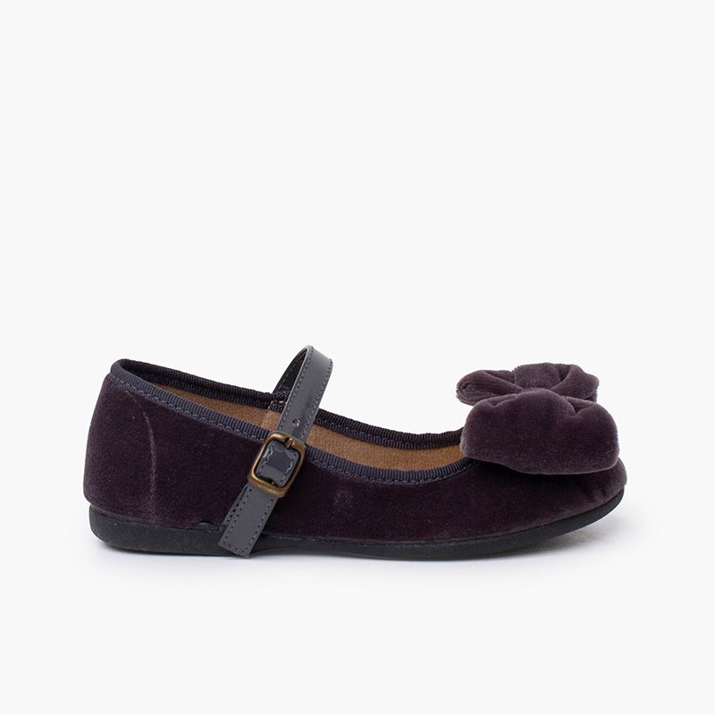 Babies velours grand nœud bride vernis