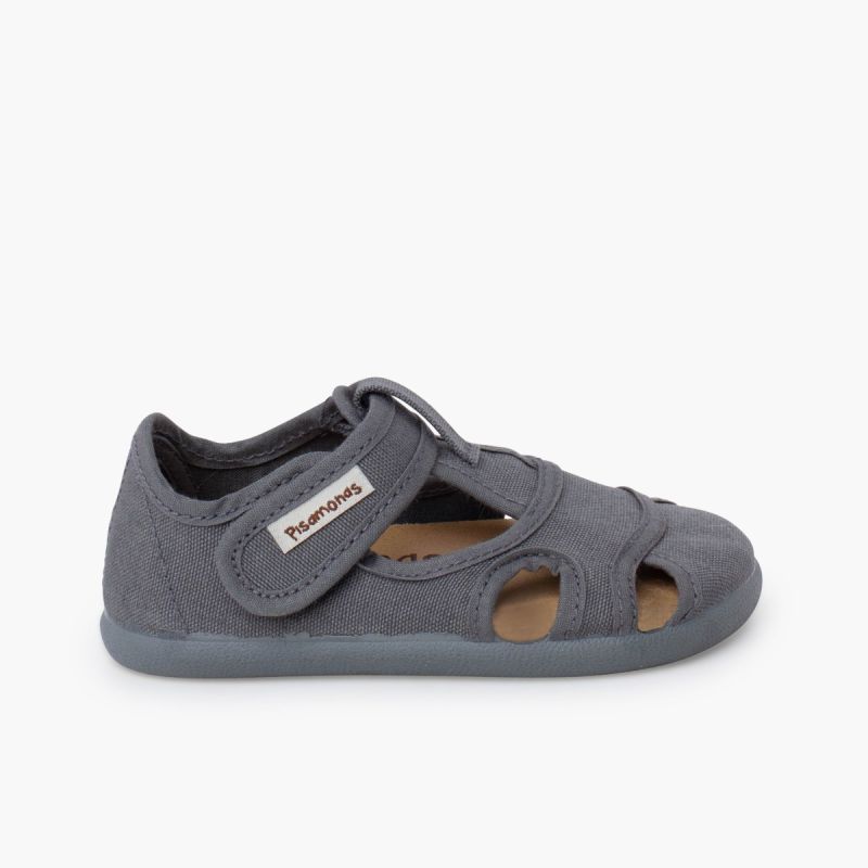 Sandales barefoot enfants toile fermeture large