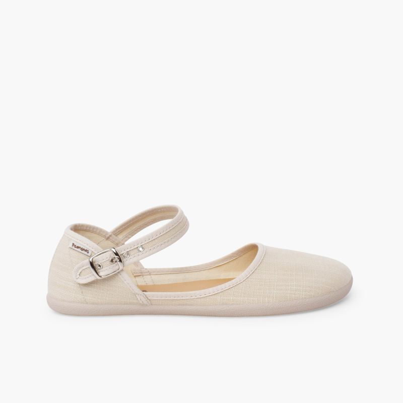 Chaussures babies échancrées femme lin fin