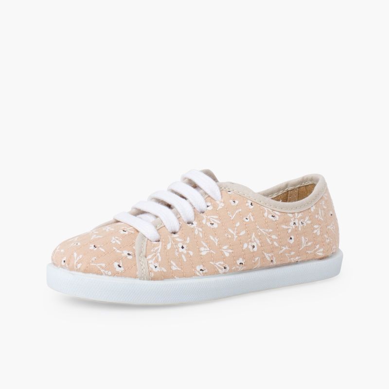 Baskets lacets fille fleurs