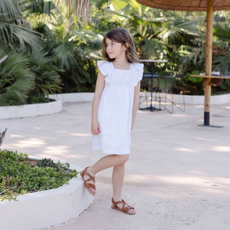 Sandales fille en cuir à brides croisées