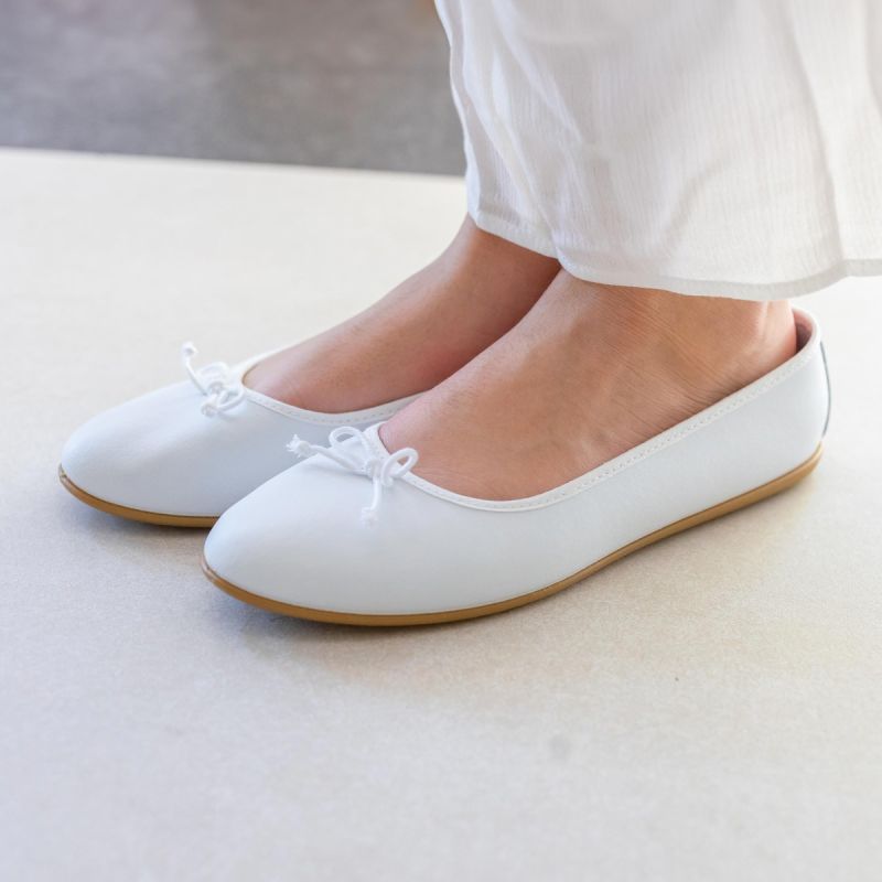 Ballerines cérémonie cuir lavable nœud
