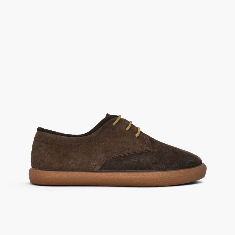 Derbies enfant suède col rembourré lacets