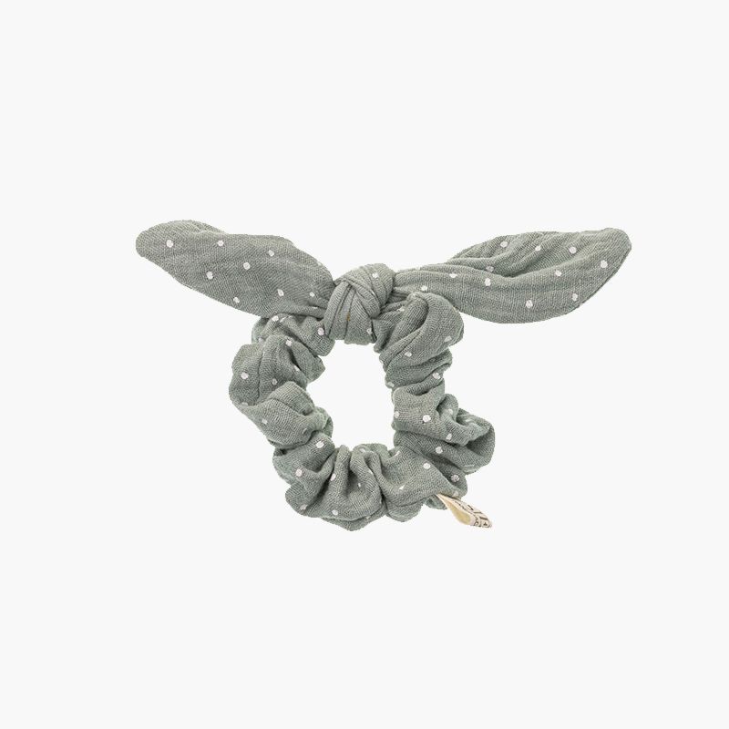 Chouchou scrunchie avec nœud à pois