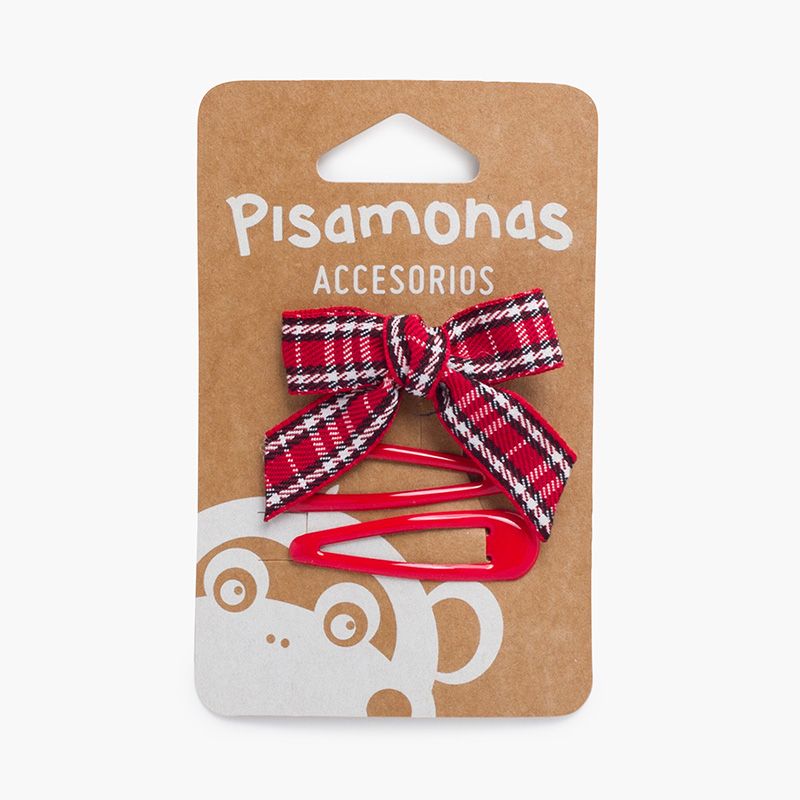 Pack arc et épingles à cheveux en forme de bec de canard tartan