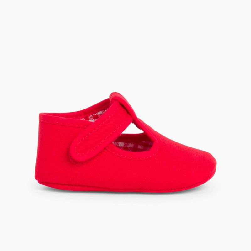 Salomés en toile et à scratch pour bébé