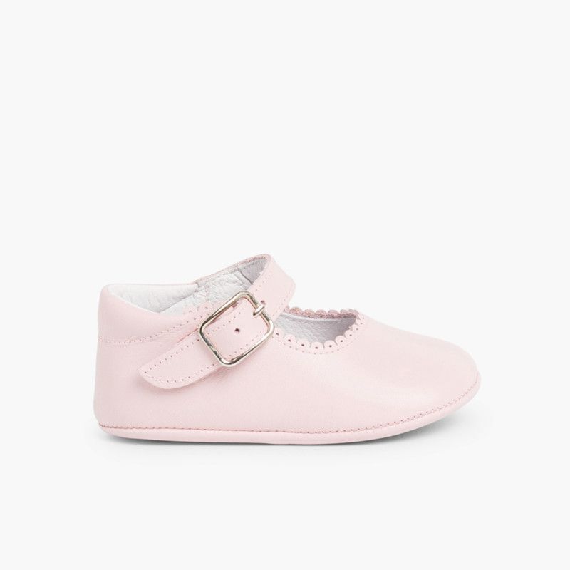 Chaussures babies en cuir avec fermeture à boucle pour bébés