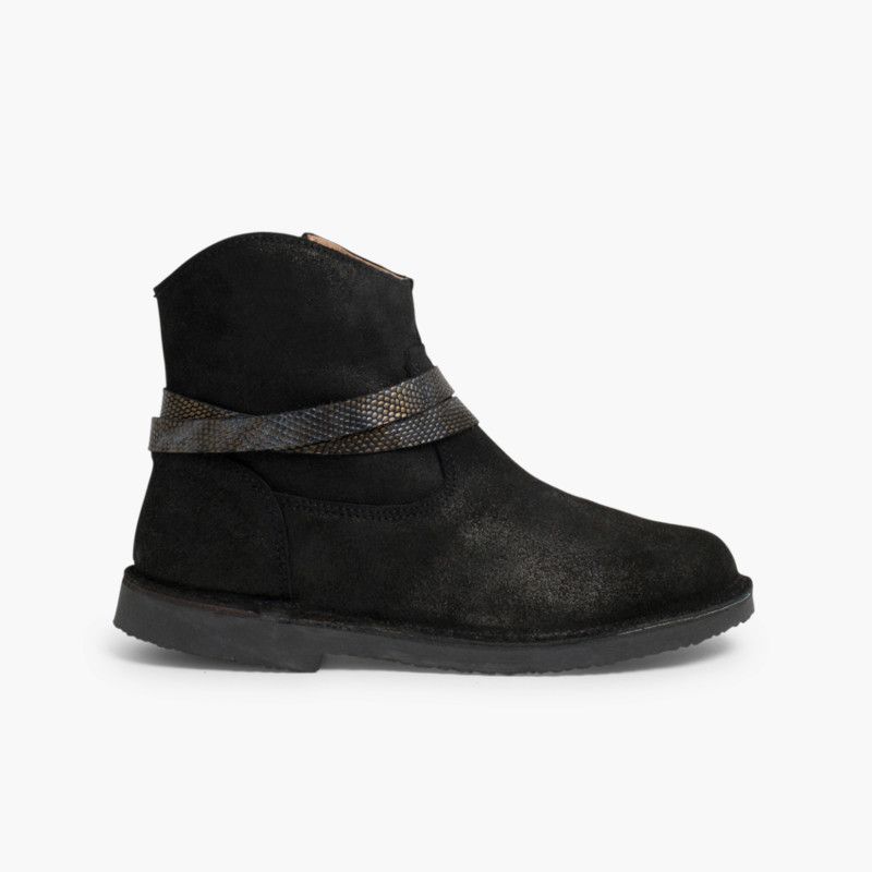 Bottes basses avec Bandelettes Effet Serpent