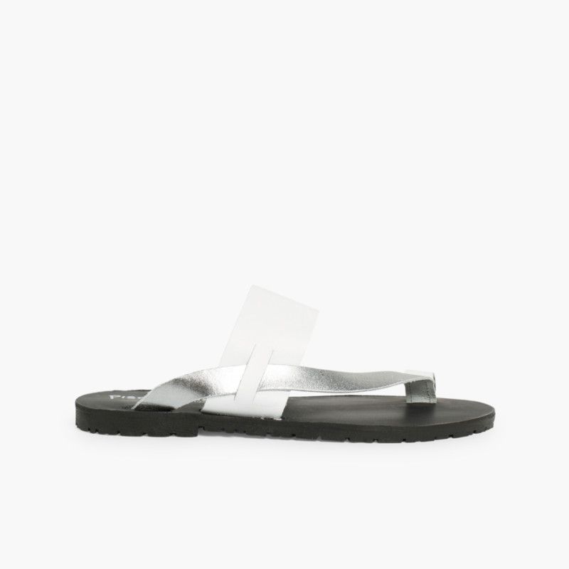 Sandales nu-pieds entre Doigts Cuir Métallisé