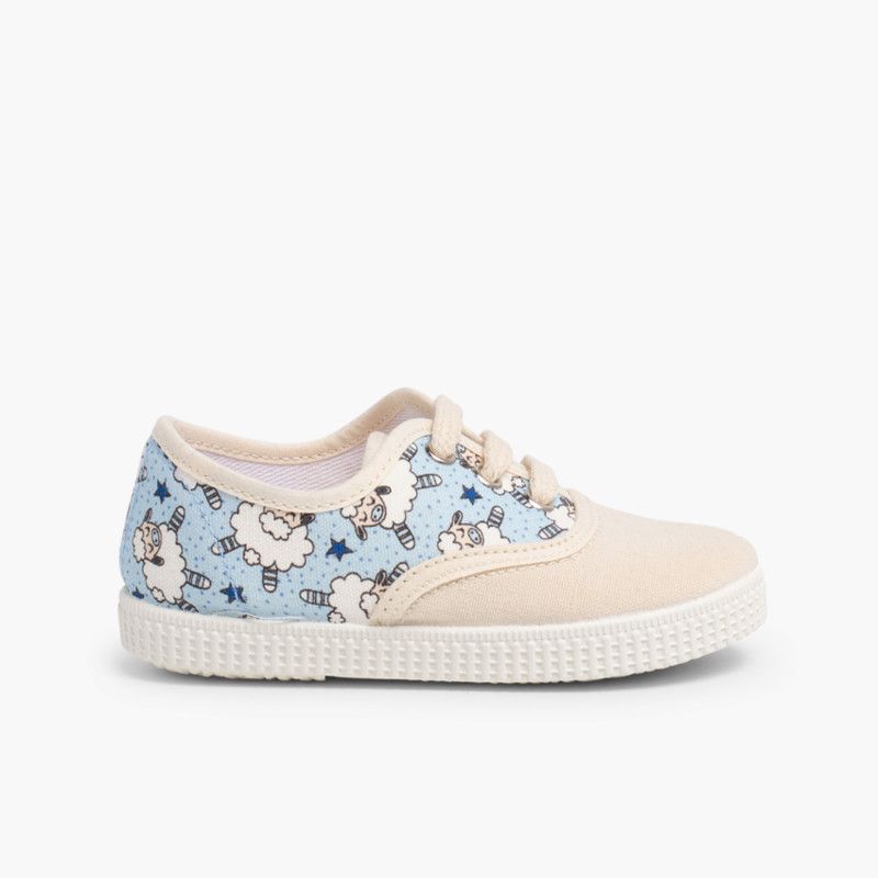 Baskets à lacets en toile imprimée motifs animaux