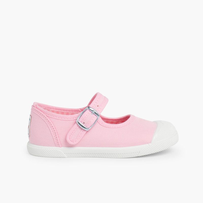 Tennis en Toile pour Fille - Fermeture à Boucle et Bout Renforcé