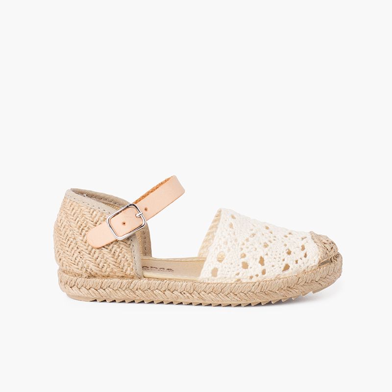 Sandale espadrille en macramé pour fille avec boucle