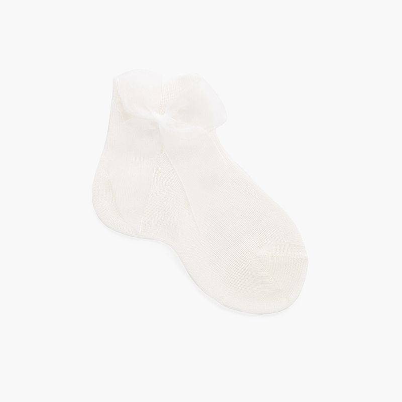 Chaussettes nœud en organza courtes unies
