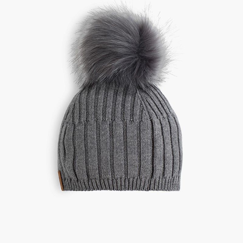 Bonnet à pompon fourrure