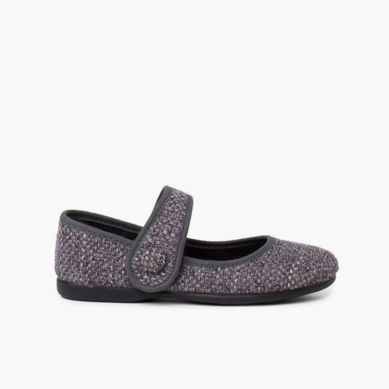 Chaussures babies fille tweed avec fermeture à scratch