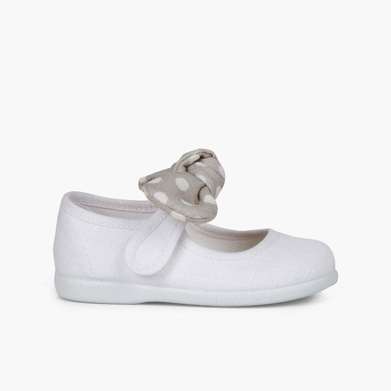 Chaussures babies type ange nœud à pois