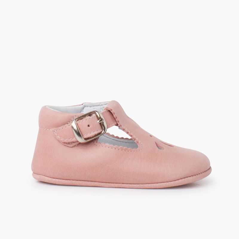 Chaussures salomé bébé en cuir avec détail perforé