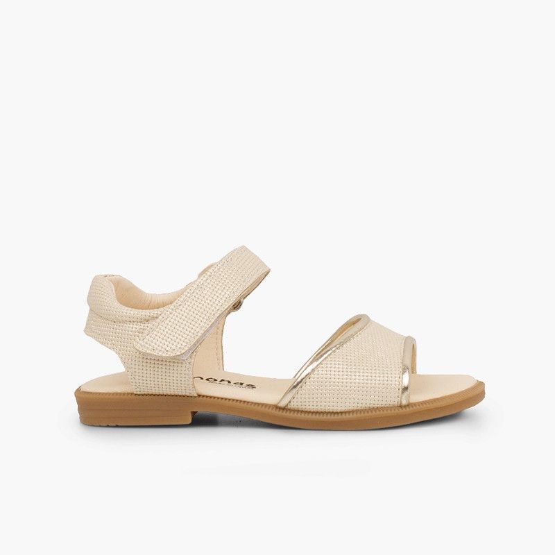 Sandales en cuir brillant fille à scratch