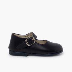 Chaussures babies à boucle en cuir  Bleu Marine